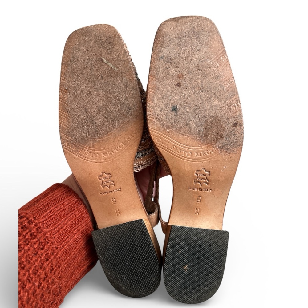 Sesto Meucci Woven Tan Slingback made in Italy Flats sandals Sz 9N - Picture 6 of 7